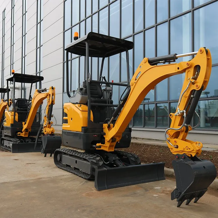 Miniescavadeira cavando uma trincheira